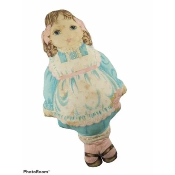 Unbranded | Toys | Hand Sewn Cloth Doll 94s Girl In Pink Blue With Flowers  Bows Vintage 17 | Poshmark